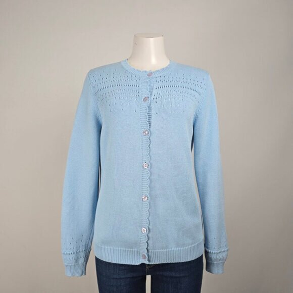 Blue Knit Button Up Cardigan Size M - Picture 1 of 5